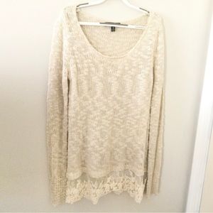 Cream Knit Blouse, Long Sleeve, Medium Juniors, Love Culture